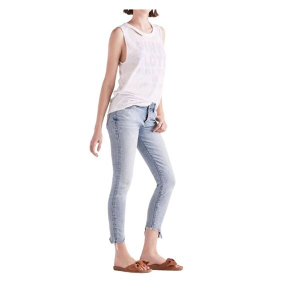 Lucky Brand Pink Floyd Sleeveless Distressed Strap Back Tank. Lucky White. Small - Picture 1 of 13